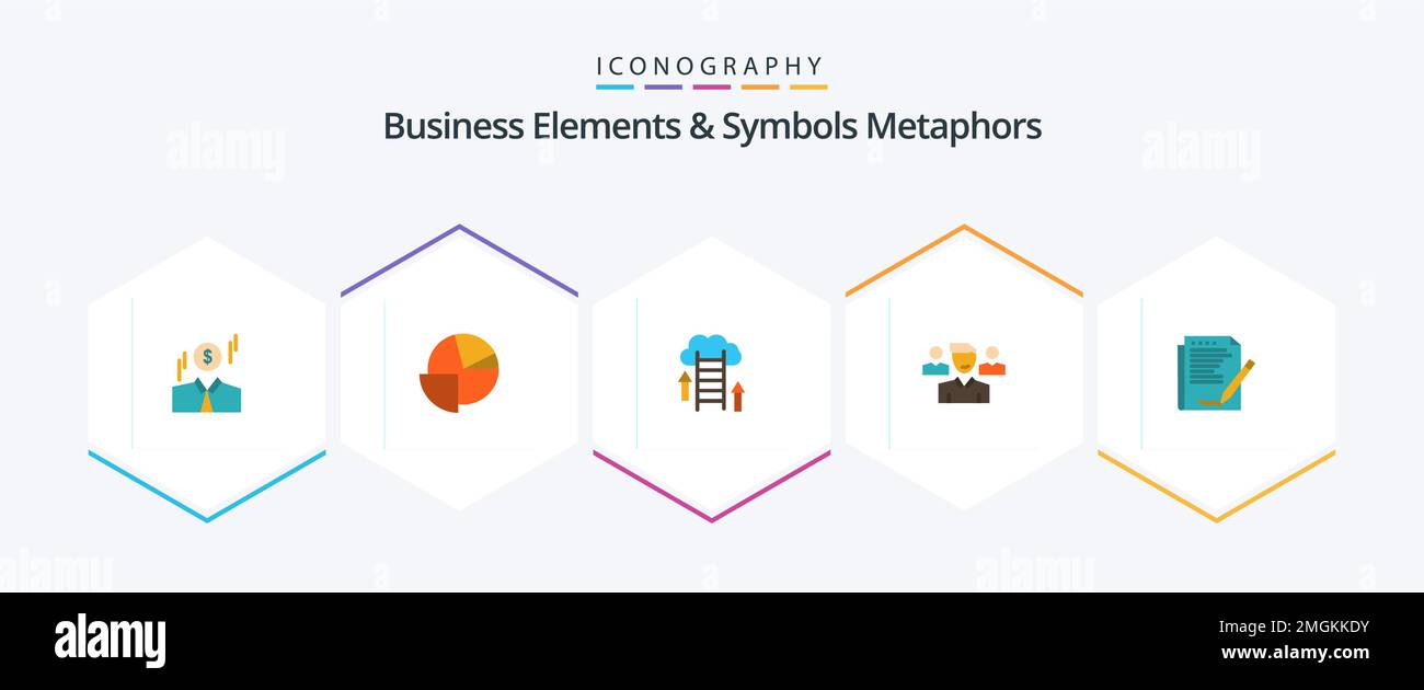 Business Elements And Symbols Metaphors 25 Flat icon pack including agreement. manager. cloud. user. server Stock Vector