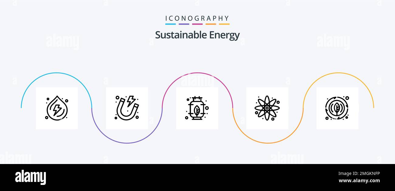 Sustainable Energy Line 5 Icon Pack Including plant. leaf. energy