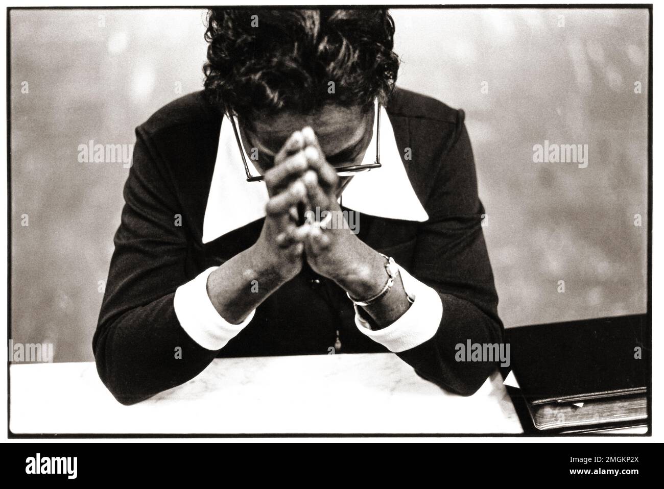 Pentecostal Minister Sister Ollie Smith in her Brooklyn Church. She regularly visited the Son of Sam, David Berkowitz, and revealed in an interview that he also wanted to be a Pentecostal minister to 'save other sinners.' In 1987, Berkowitz did become a Christian minister. This is a 1981 photo. Stock Photo