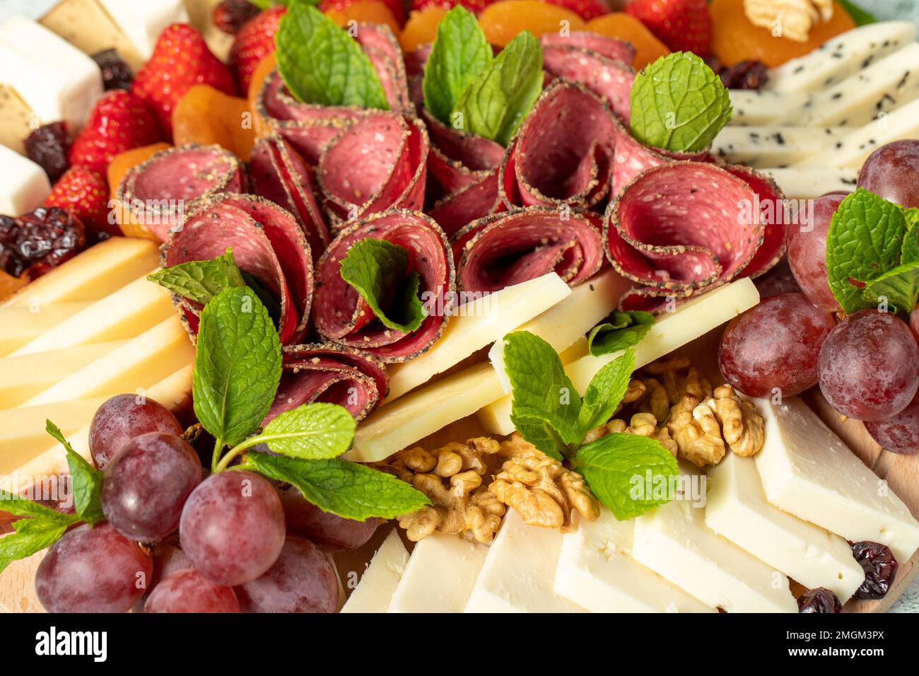 Cold Smoked Meat Plate, antipasto set platter wooden plate. Antipasto