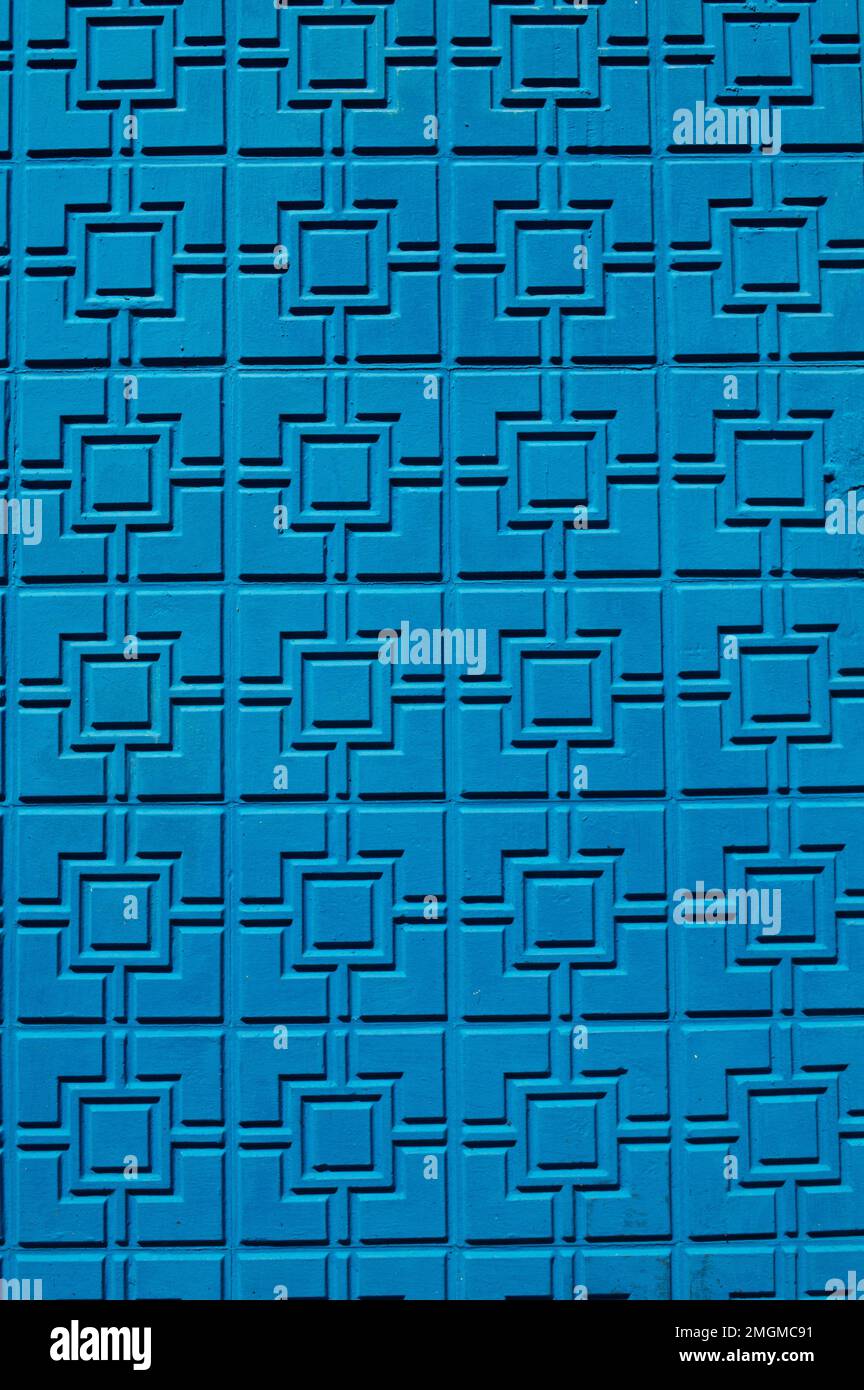 Tiled blue wall for advertisement background. Stock Photo