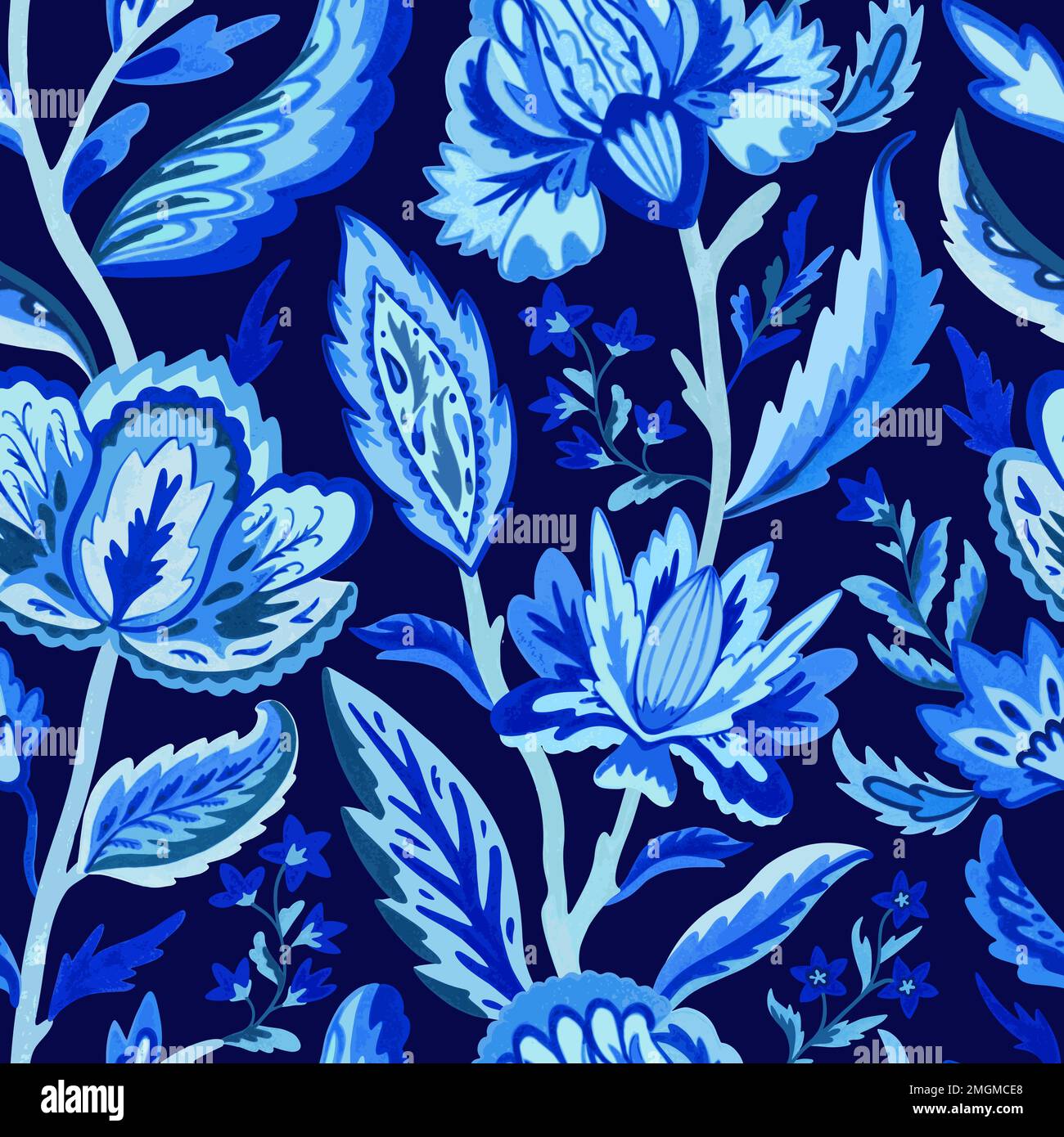 Blue paisley ornamental seamless pattern in indian style. Ornate ...