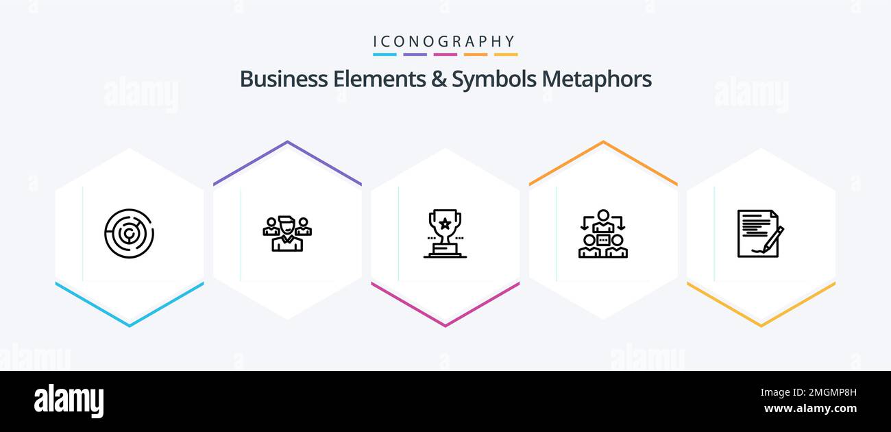 Business Elements And Symbols Metaphors 25 Line icon pack including agreement. office. squard. meeting. achievement Stock Vector