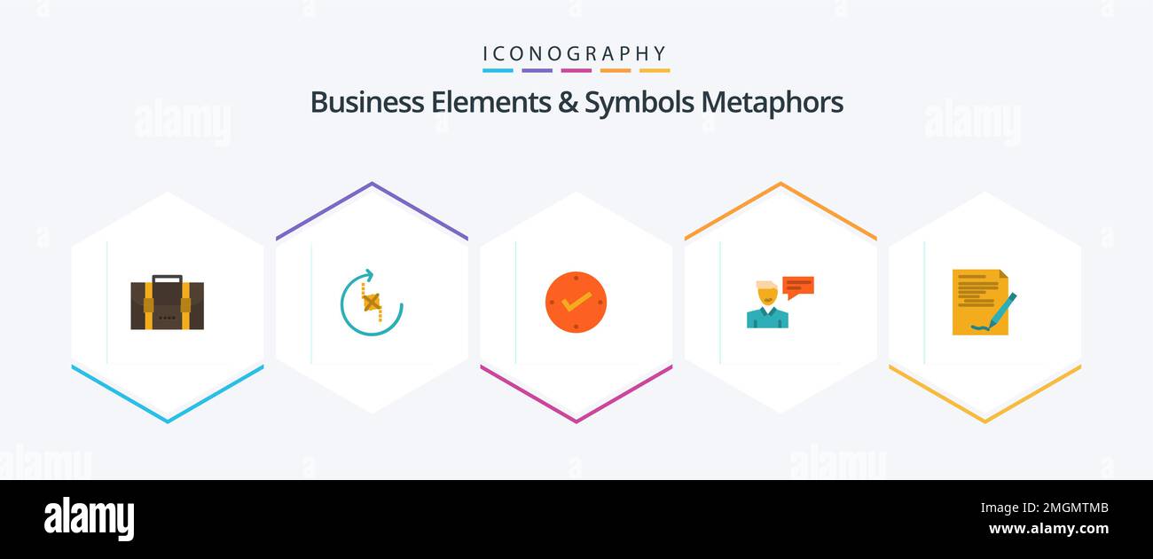 Business Elements And Symbols Metaphors 25 Flat icon pack including conversation. popup. joint. message. check Stock Vector