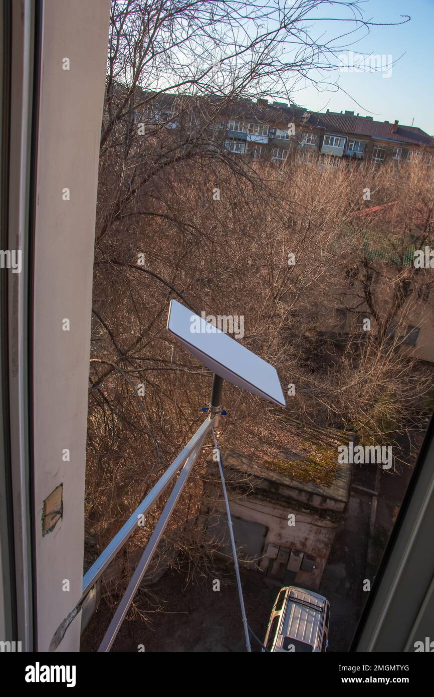 Starlink satellite dish, an constellation operated by SpaceX