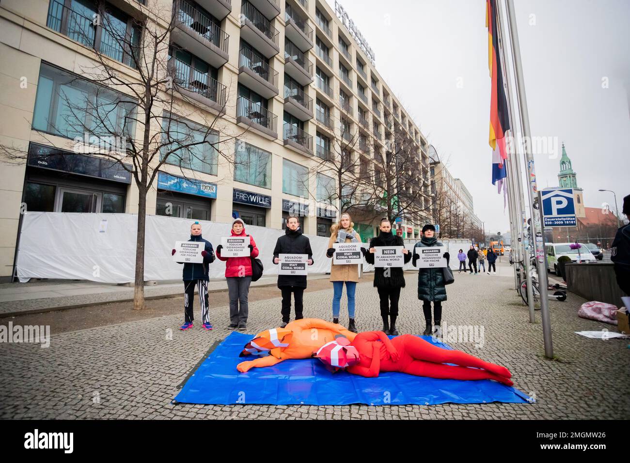 Berlin Germany 26th Jan 2023 Activists Dressed As Fish Lie Outside berlin-germany-26th-jan-2023-activists-dressed-as-fish-lie-outside