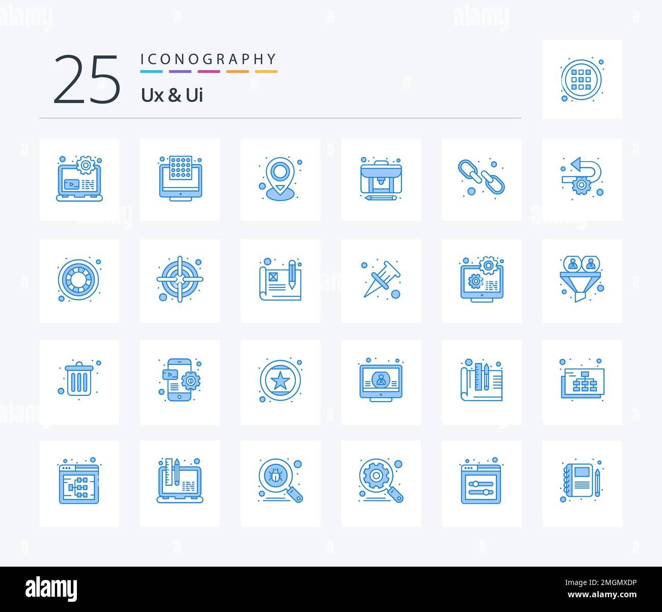 Ux And Ui 25 Blue Color icon pack including link. case. location ...