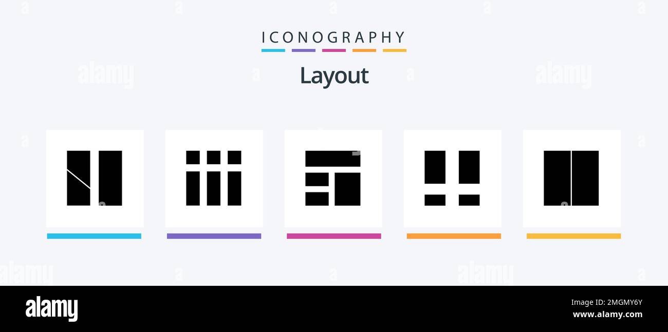 Layout Glyph 5 Icon Pack Including Workspace Collage Layout Grid Creative Icons Design