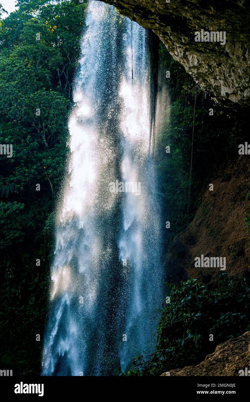 A vertical shot of a waterfall in a nature reserve Stock Photo - Alamy
