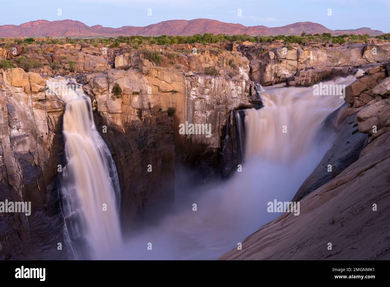 View of the main waterfall on the Orange River at Augrabies Falls National Park. Northern Cape. South Africa. Stock Photo