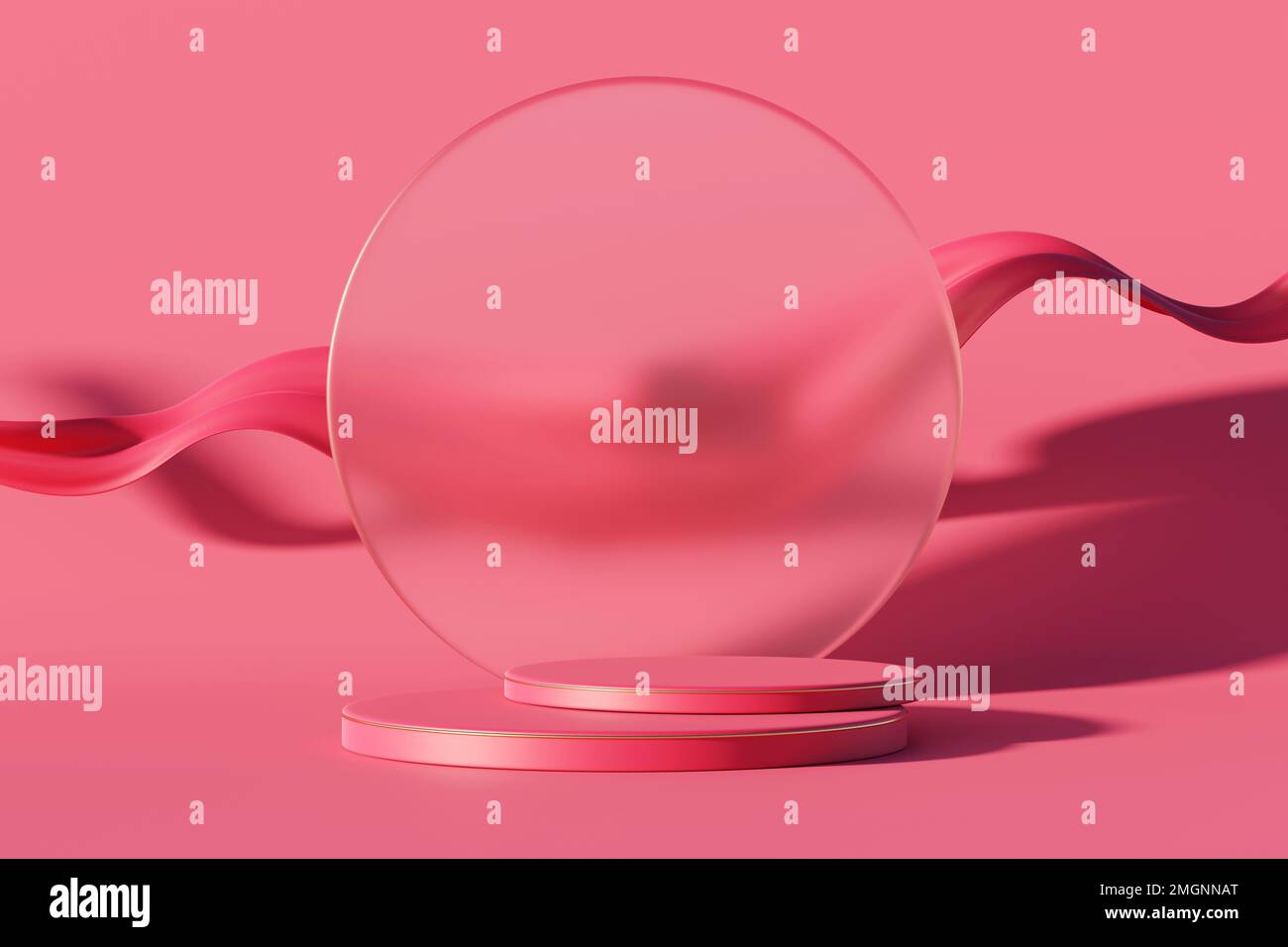 3D rendering abstract red platform podium product presentation ...