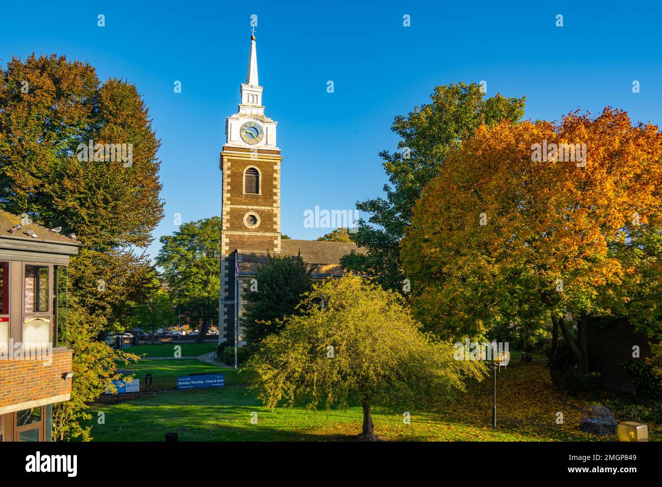 St Georges church gravesend from St Georges shopping centre. Stock Photo