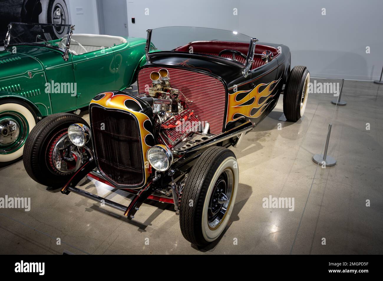 hot rod with fire flames 932 Ford Flathead Roadster Stock Photo Alamy