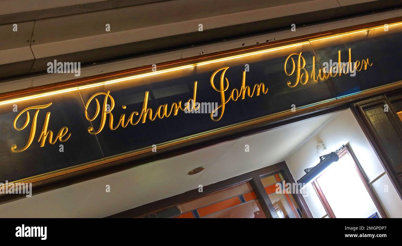 Entrance to the Richard John Blackler, a Wetherspoons pub, in the old Blacklers department store building, Charlotte Row, Liverpool , L1 1HU Stock Photo