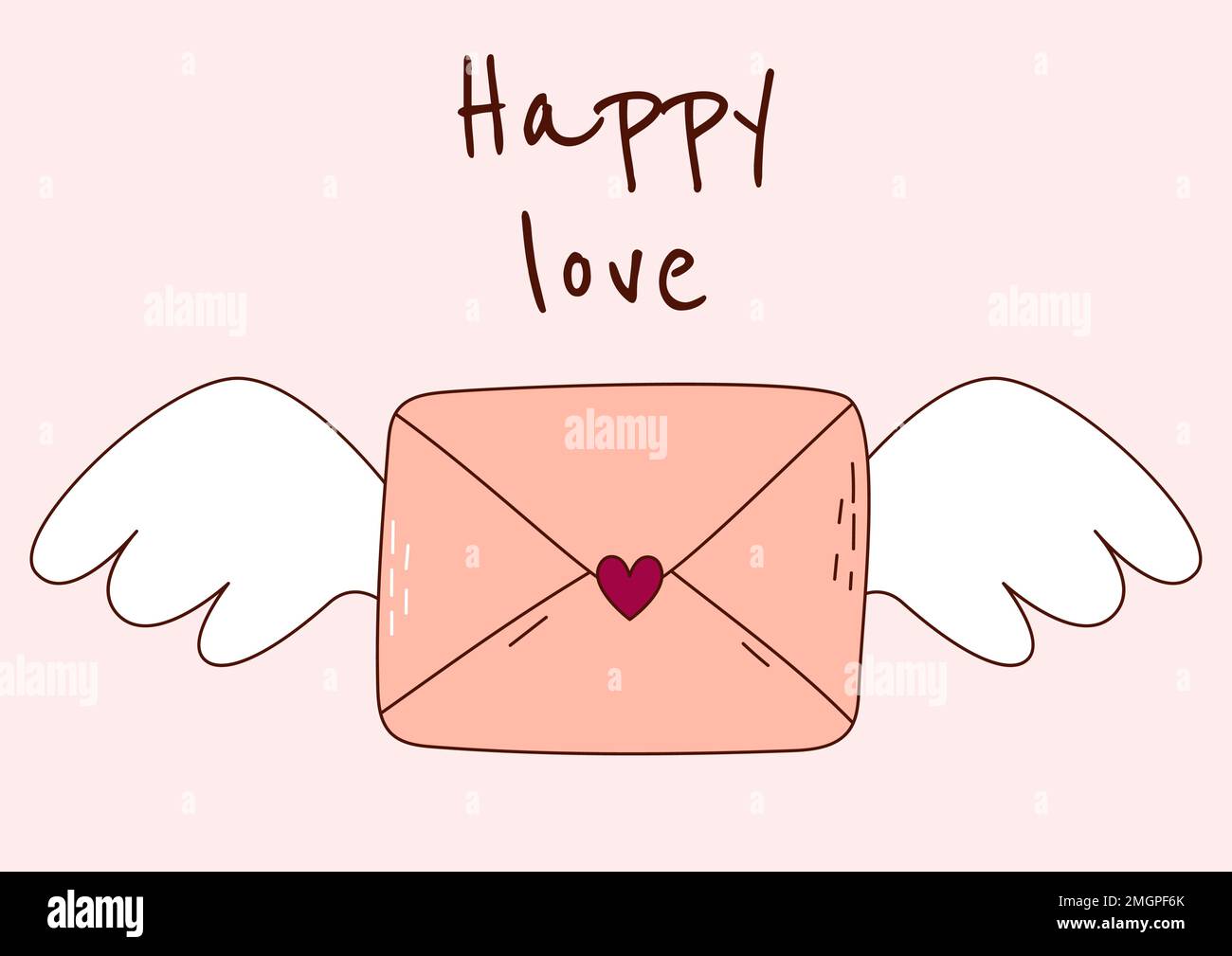 Valentine's Day greeting card with a love letter. Vector illustration ...