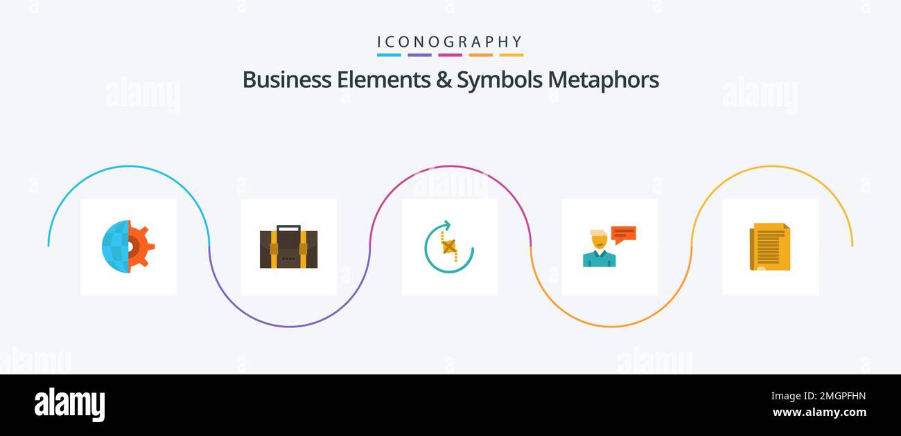 Business Elements And Symbols Metaphors Flat 5 Icon Pack Including conversation. popup. puzzle. message. joint Stock Vector