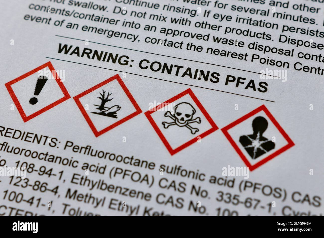 https://c8.alamy.com/comp/2MGPH9M/warning-on-a-safety-data-sheet-showing-that-the-product-contains-pfas-substances-or-forever-chemicals-standard-chemical-hazard-pictograms-are-shown-2MGPH9M.jpg