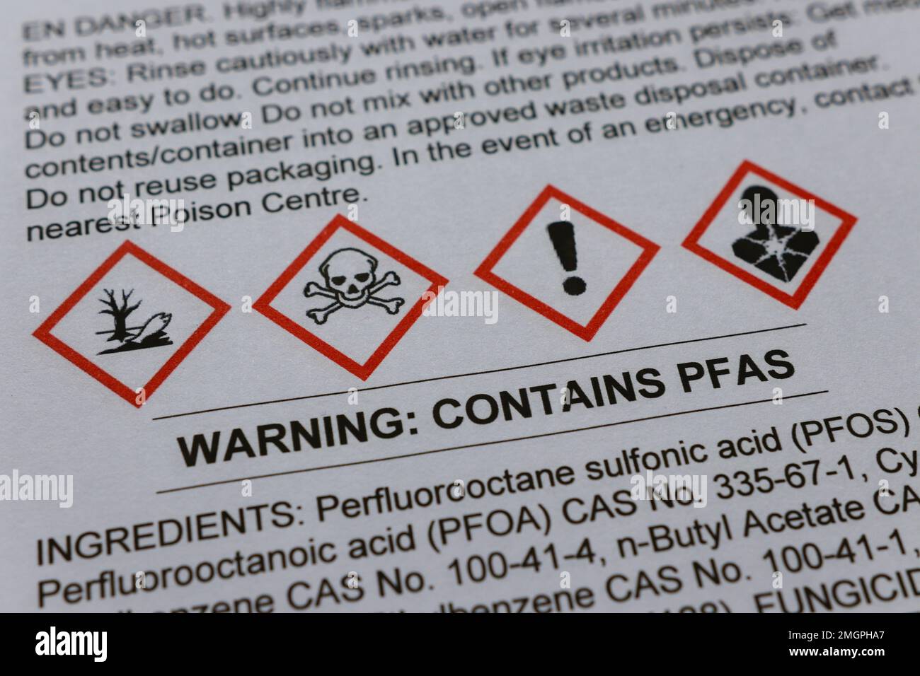 Warning on a Safety Data Sheet indicating that the product contains