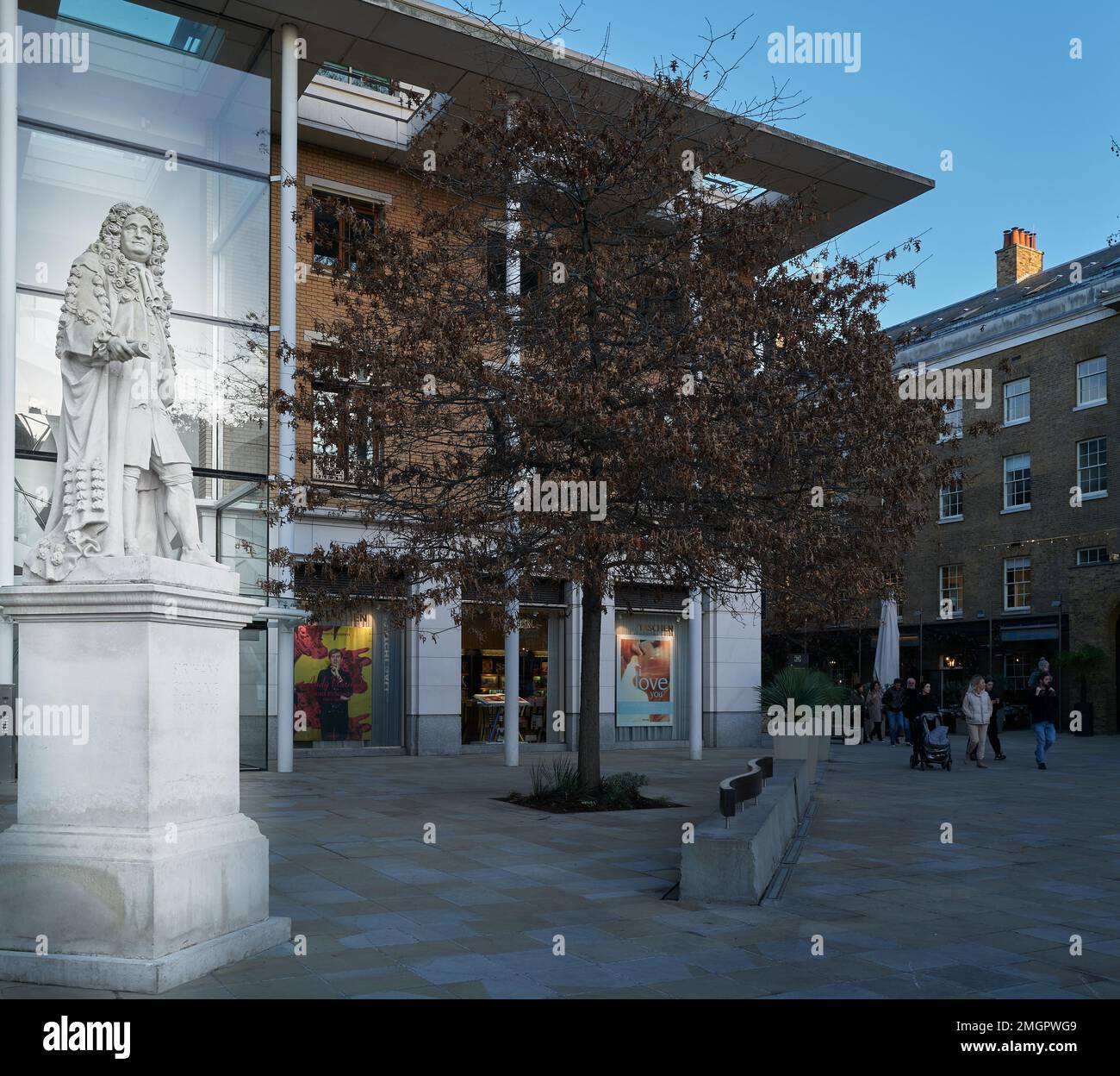 Statue Of Sir Hans Sloane (1660-1753) By An Entrance To The Shopping ...