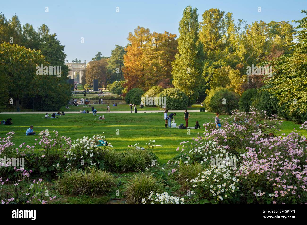The Sempione park in Milan, Lombardy, Italy at October Stock Photo