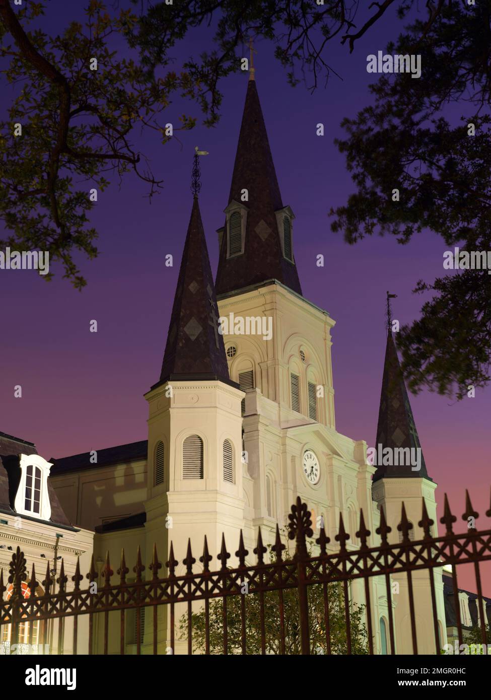 USA,Louisiana,New Orleans,French Quarter, The Saint Louis Cathedral is the oldest Cathedral in North America, founded as a Catholic Parish in 1720 Stock Photo