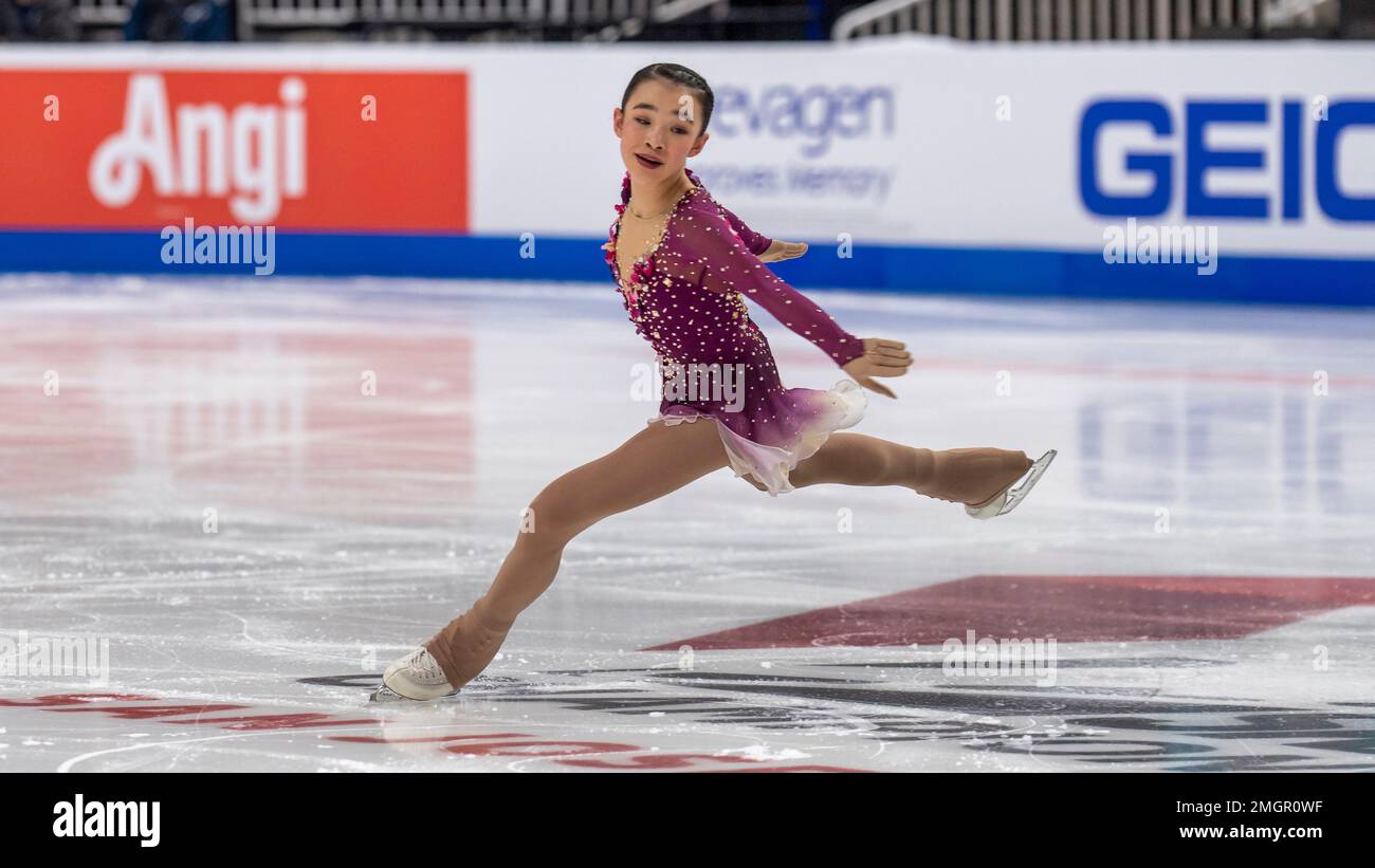 San Jose, USA. 25th Jan, 2023. Elyce LinGracey placed second in the junior women's short