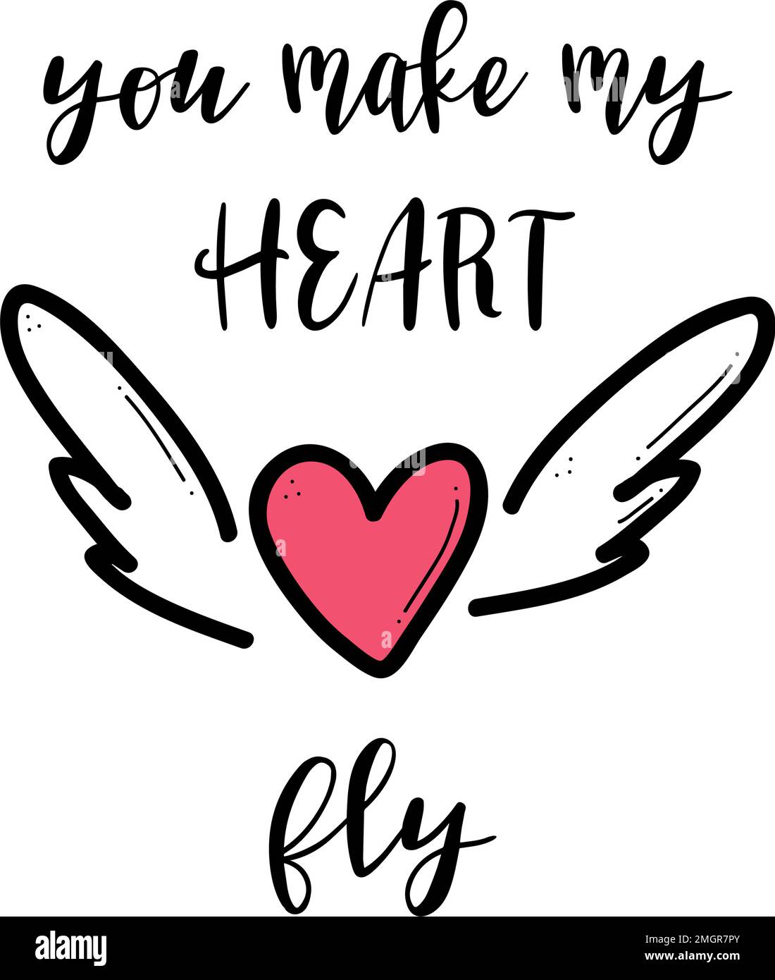 Cute Valentines banner, greeting card design vector illustration. You make my heart fly Stock Vector