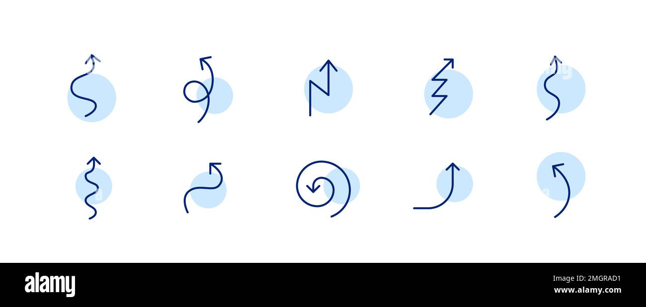 10 pixel perfect arrow icons. Doodle user interface design. Set 2 Stock Vector