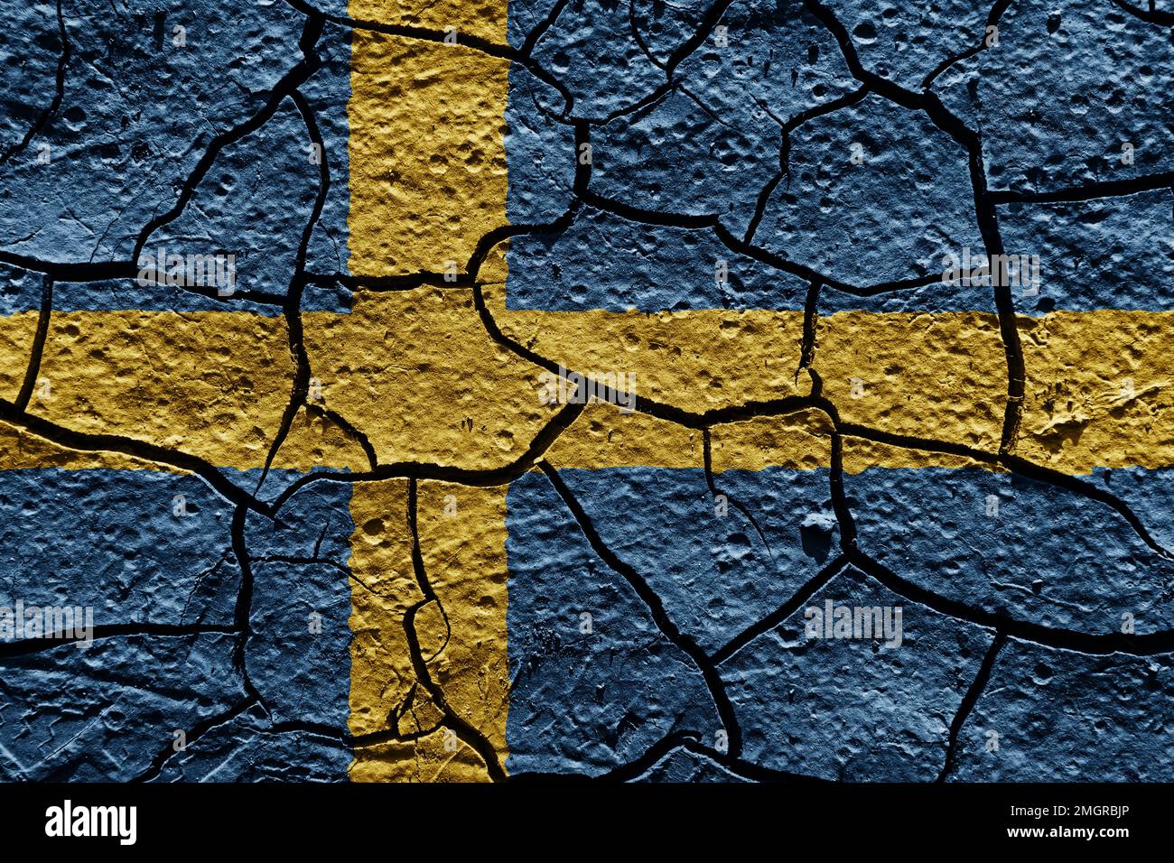 Sweden flag on a mud texture of dry crack on the ground Stock Photo - Alamy