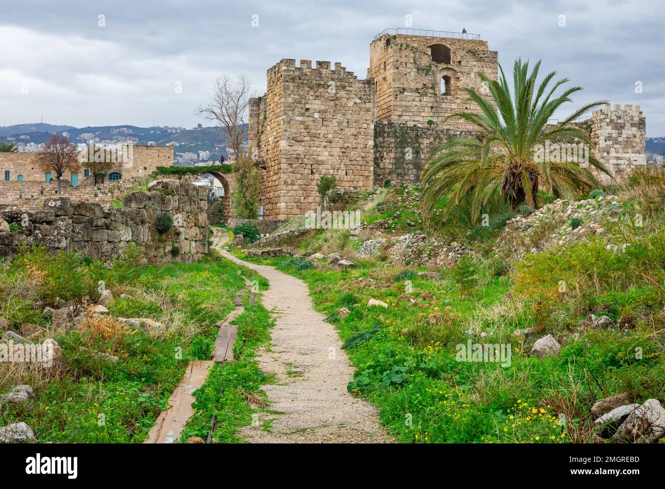 Byblos Crusader Castle, Lebanon. It was built by the Crusaders in the 12th century, one of oldest continuously inhabited cities in the world, Byblos, Stock Photo