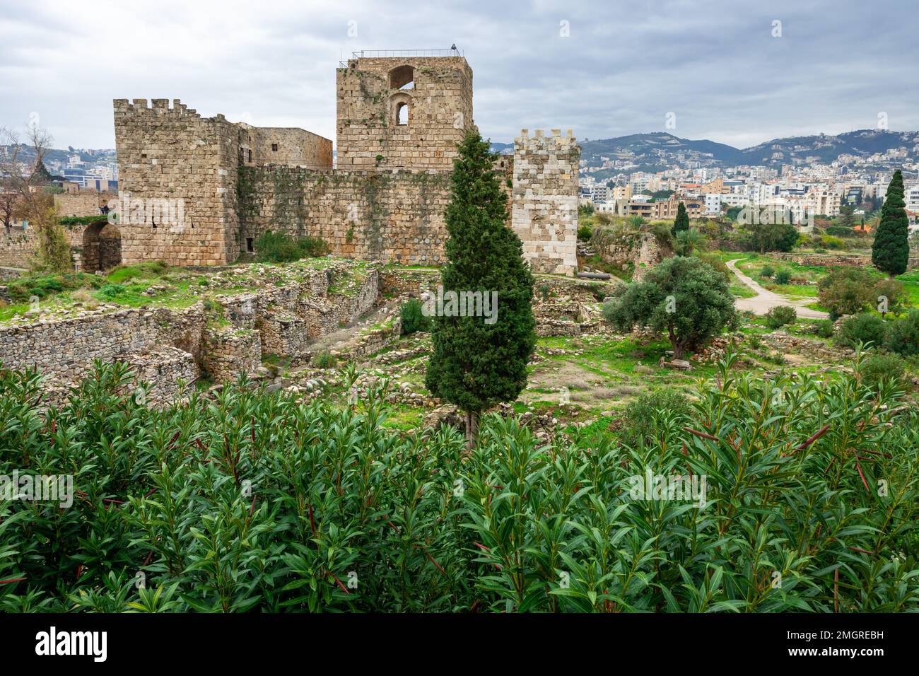 Byblos Crusader Castle, Lebanon. It was built by the Crusaders in the 12th century, one of oldest continuously inhabited cities in the world, Byblos, Stock Photo