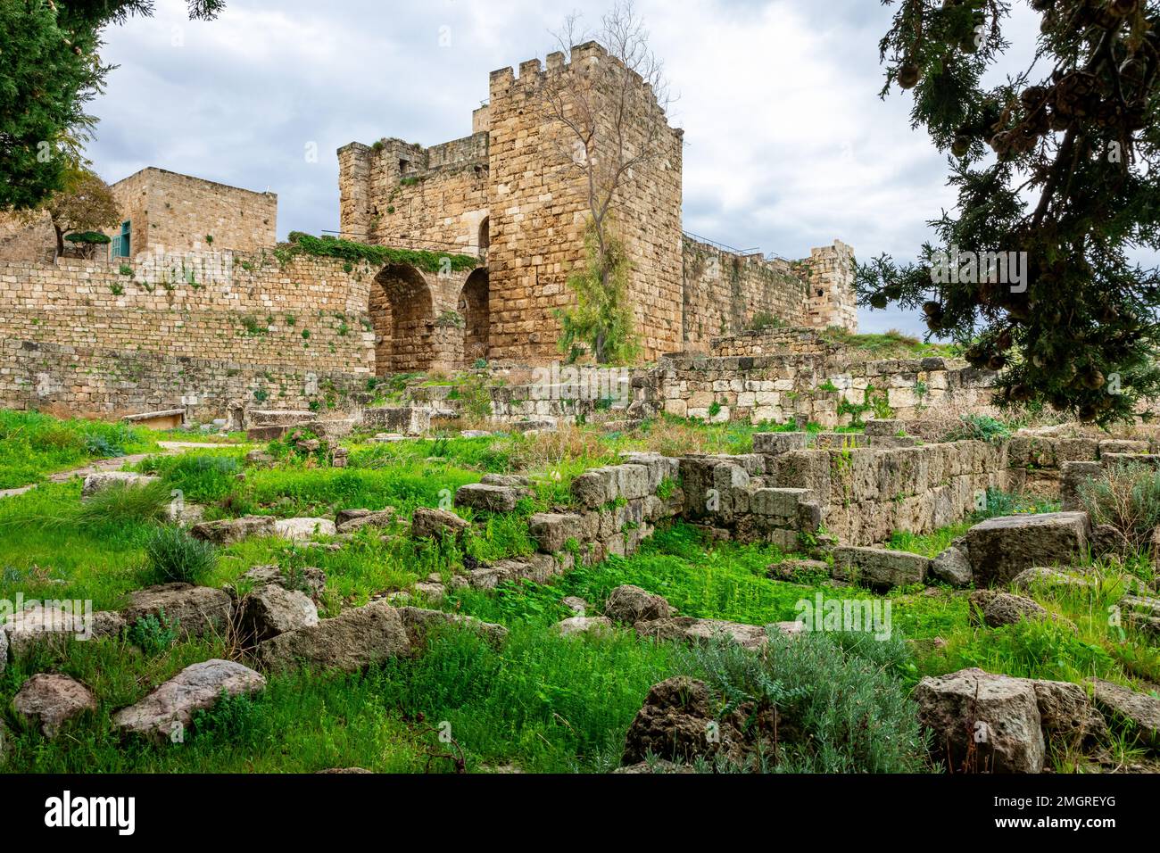 Byblos Crusader Castle, Lebanon. It was built by the Crusaders in the 12th century, one of oldest continuously inhabited cities in the world, Byblos, Stock Photo