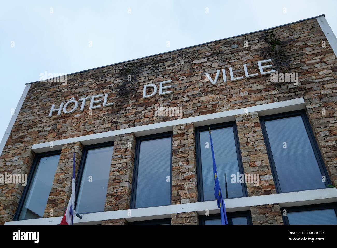 hotel de ville text in building facade means in french city hall mayor