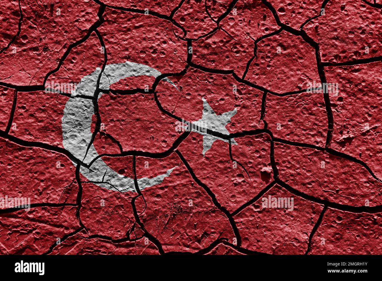 Turkey flag on a mud texture of dry crack on the ground Stock Photo Alamy