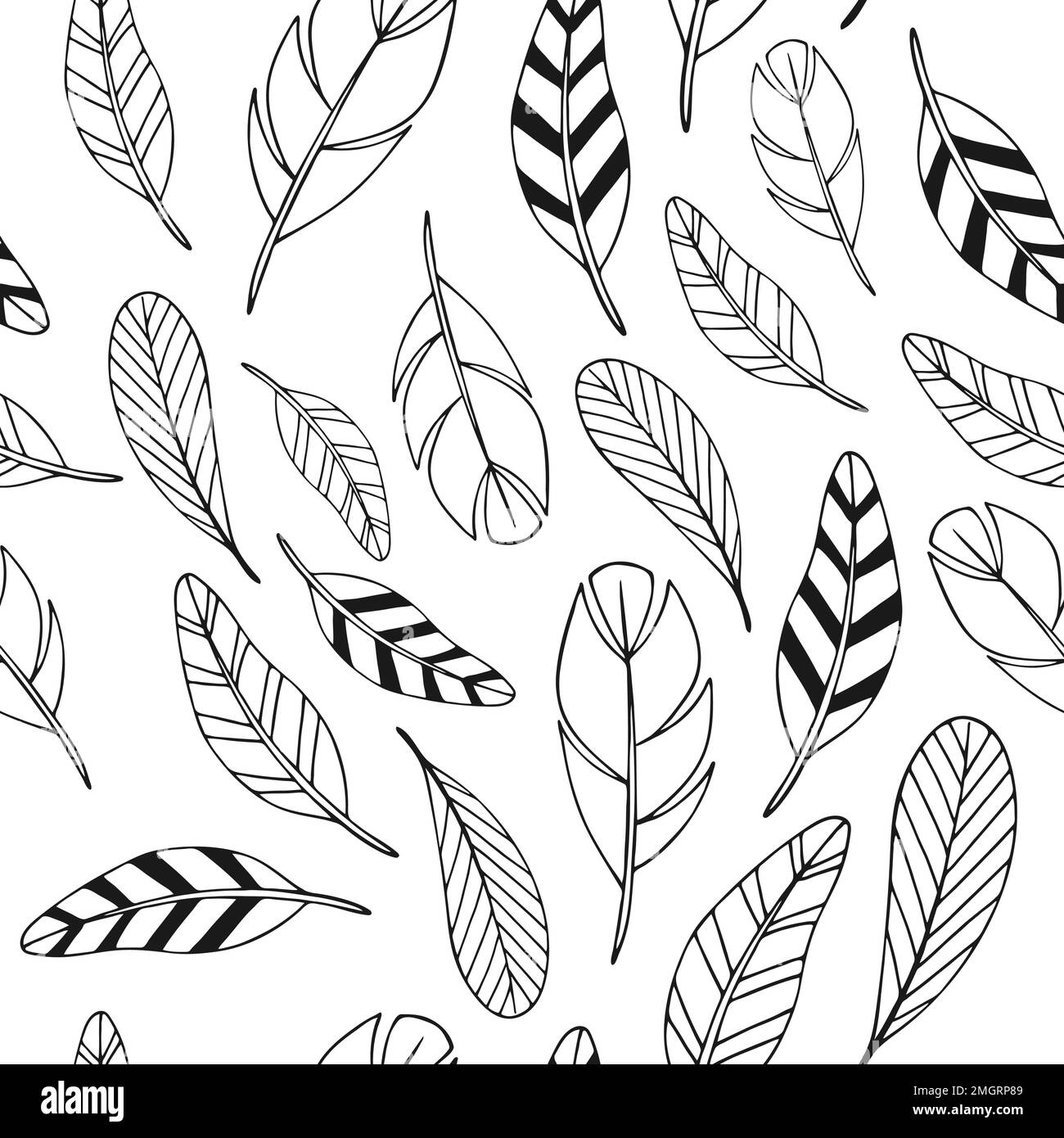 Hand drawn ink doodle simple pattern. Monochrome colors. Expressive ...