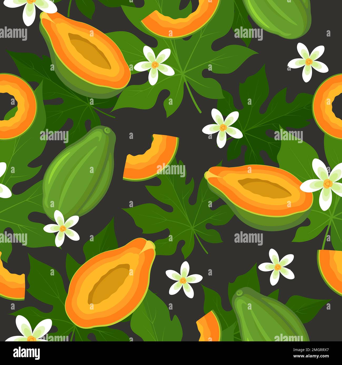 Papaya seamless pattern Stock Vector