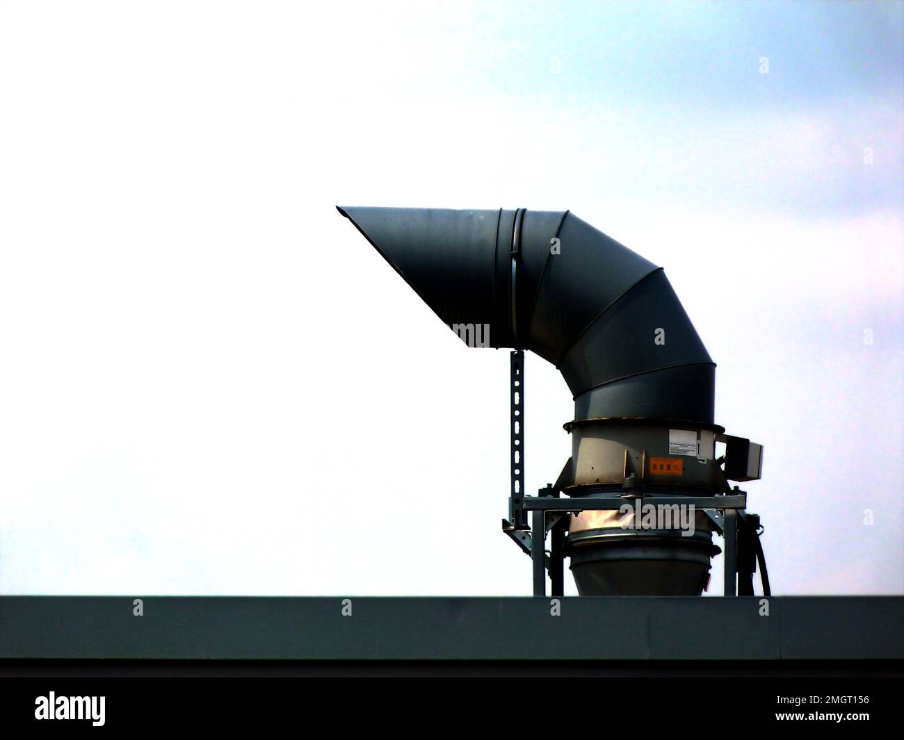 goose neck mechanical vent pipe on roof top with ties and braces and