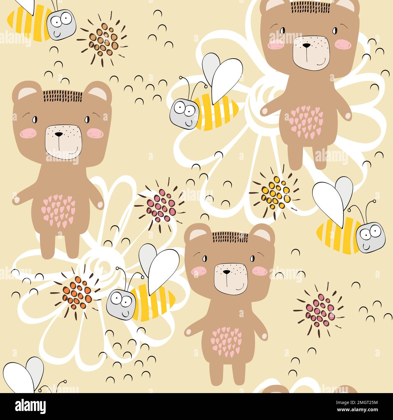 Vector cute seamless pattern with cartoon bears Stock Vector Image ...