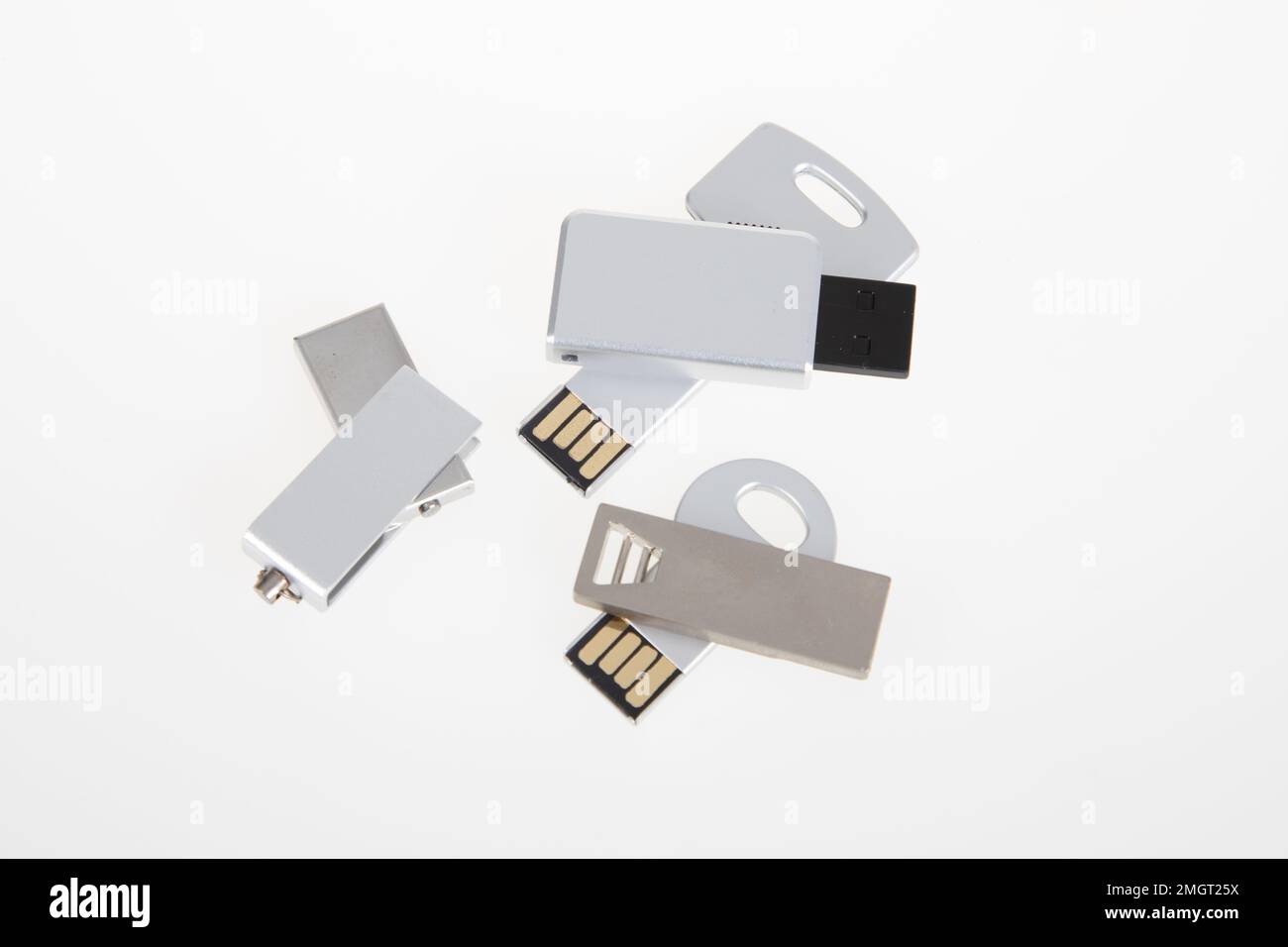 Small Pile Of USB Flash Drives, SD Cards, CDROM Stock Photo