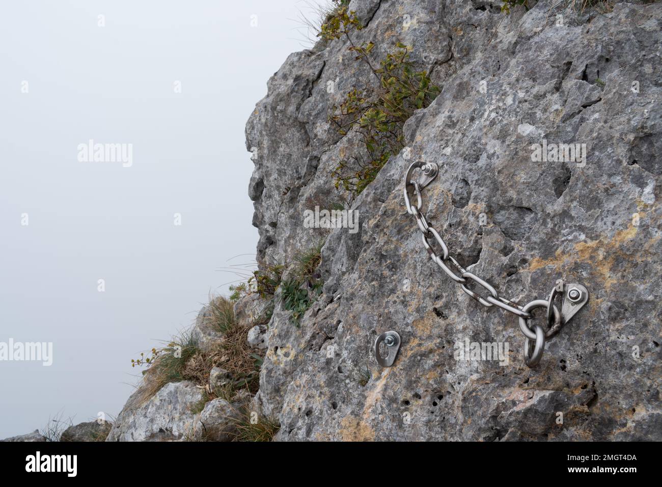 Chain ring anchor for mountain climbing, mountaineer equipment Stock Photo