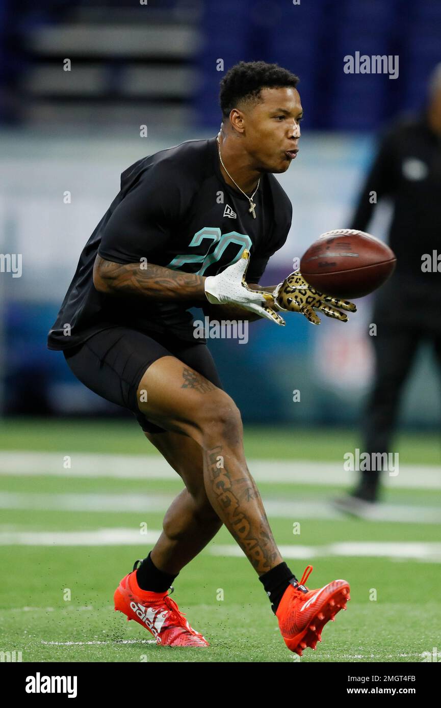 Nebraska defensive back Lamar Jackson runs a drill at the NFL football