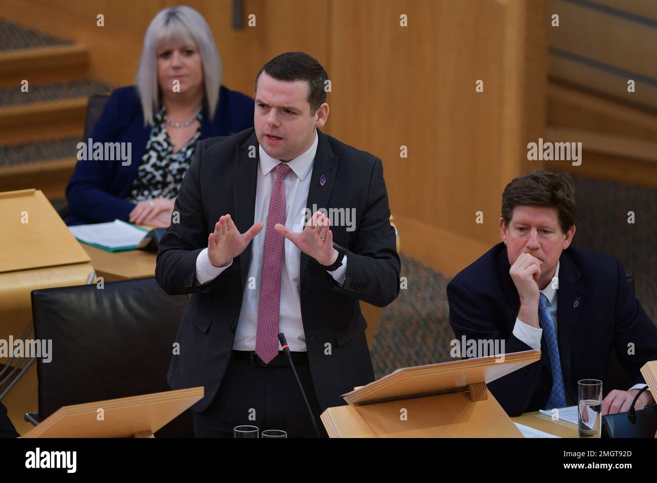 Edinburgh Scotland, UK 26 January 2023. Scottish Conservative leader Douglas Ross at First Minister Questions at the Scottish Parliament. credit sst/alamy live news Stock Photo