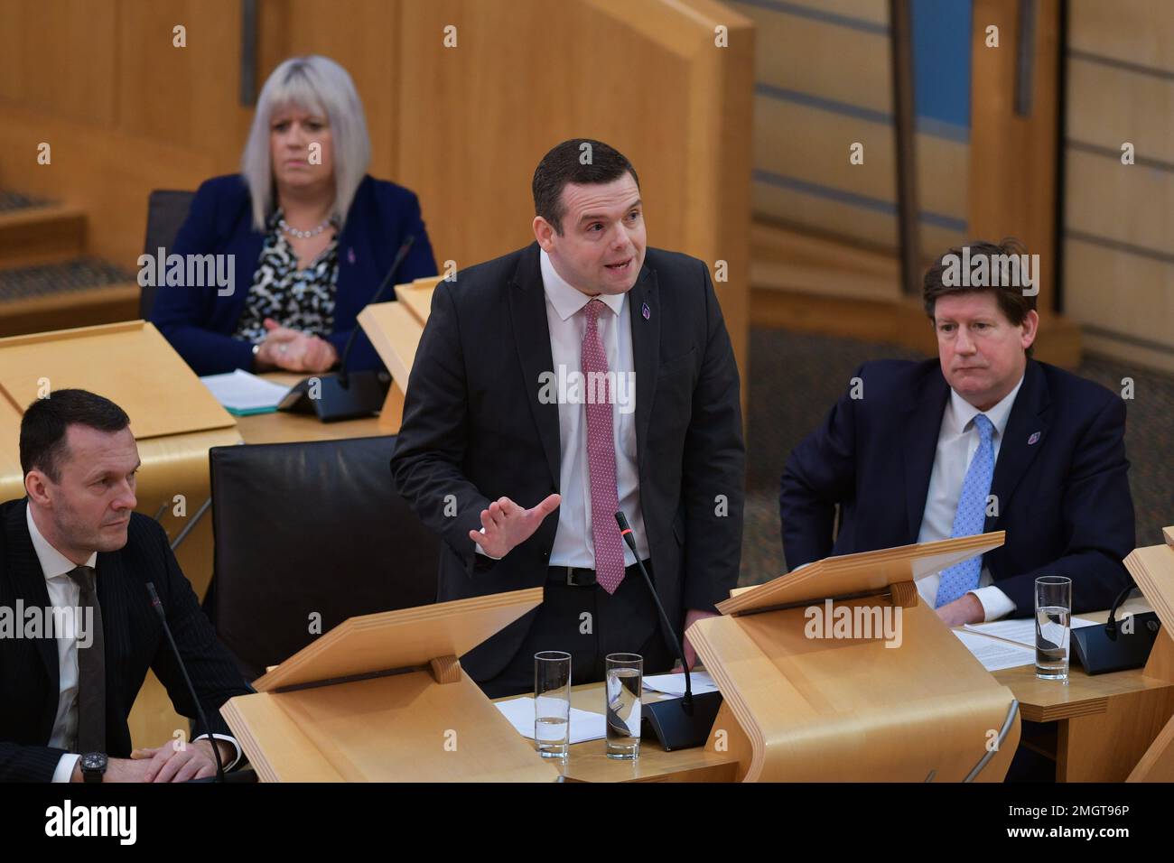 Edinburgh Scotland, UK 26 January 2023. Scottish Conservative leader Douglas Ross at First Minister Questions at the Scottish Parliament. credit sst/alamy live news Stock Photo