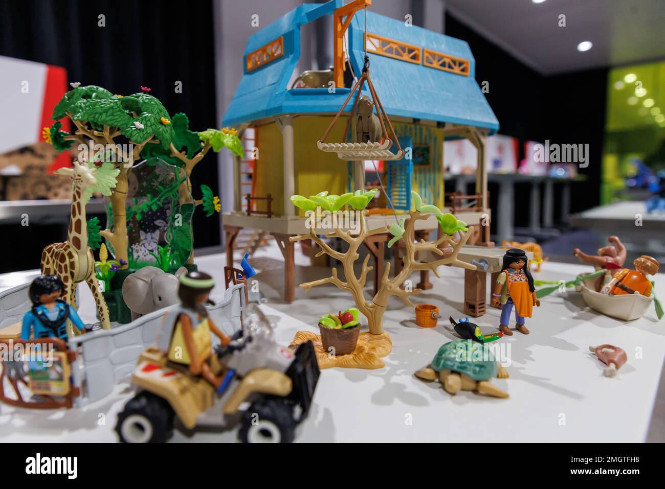 Nuremberg, Germany. 26th Jan, 2023. The Playmobil Wiltopia toy from  Playmobil is presented on the sidelines of the main press conference for  the 72nd International Toy Fair at the Future Museum in