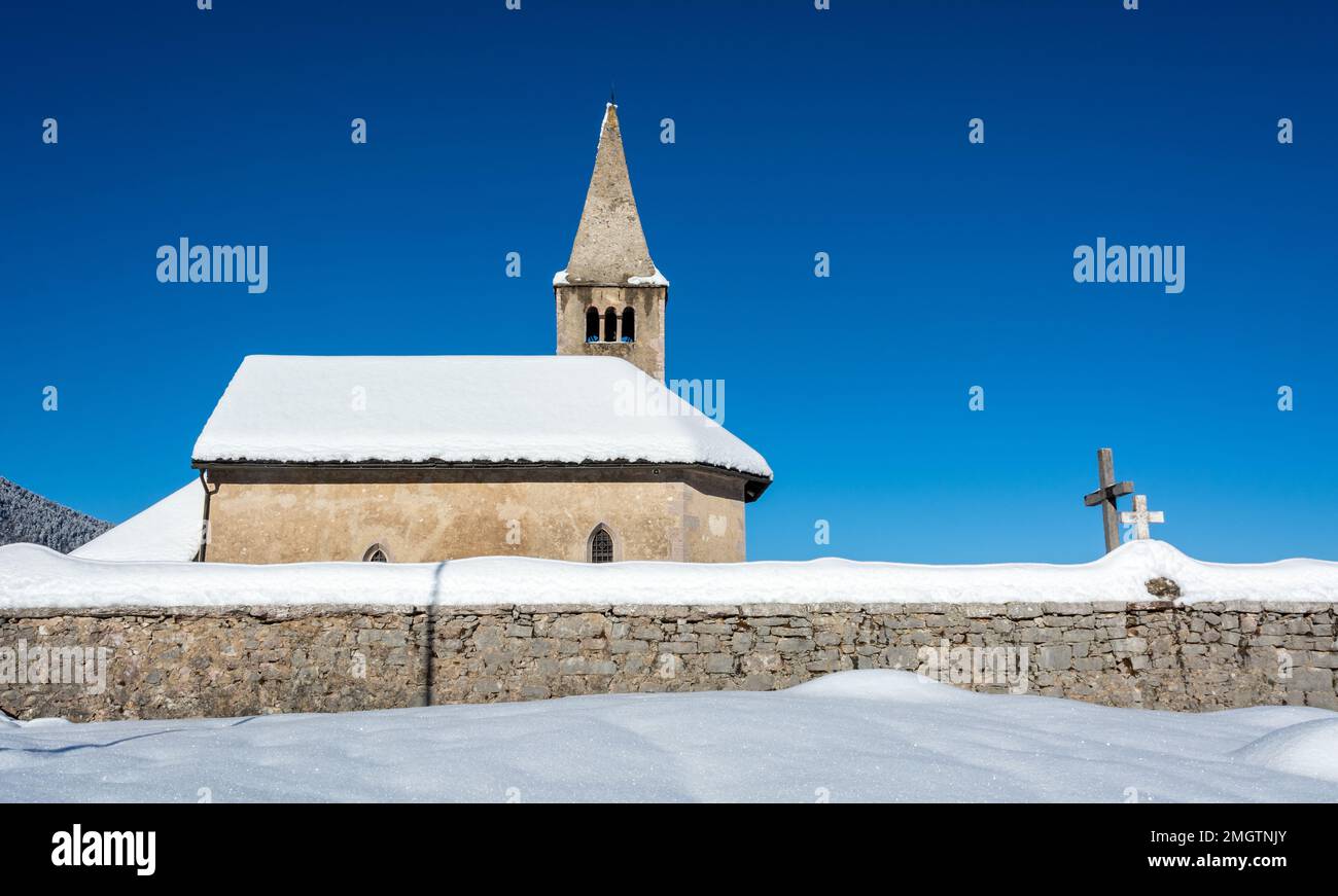 San Tommaso Church, Cavedago Village  - Adamello Brenta Natural Park, Trentino Alto Adige, northern Italy, Europe Stock Photo