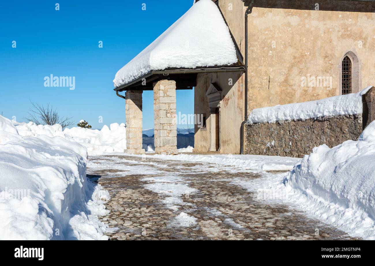 San Tommaso Church, Cavedago Village  - Adamello Brenta Natural Park, Trentino Alto Adige, northern Italy, Europe Stock Photo