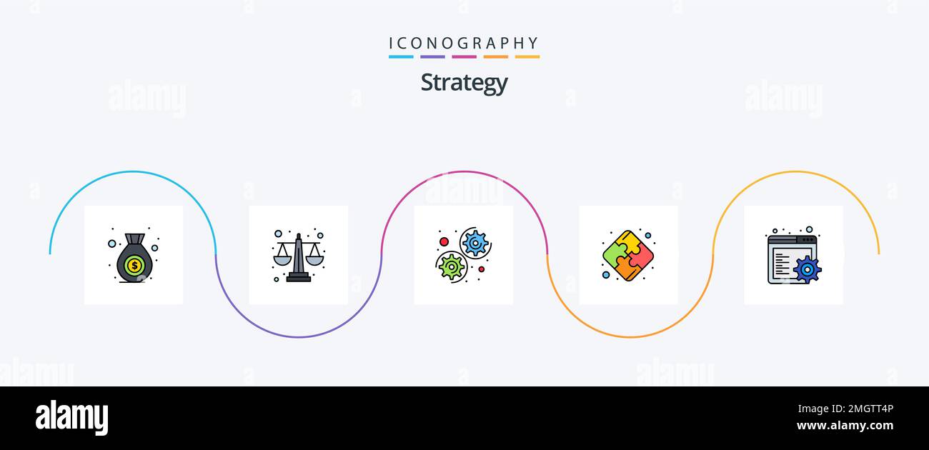 Strategy Line Filled Flat 5 Icon Pack Including . settings. options ...