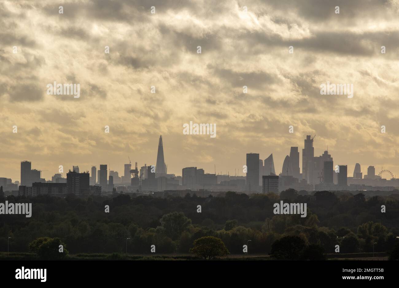 View of the London skyline from the Redbridge Cycling Centre built on the only hill on the flat
