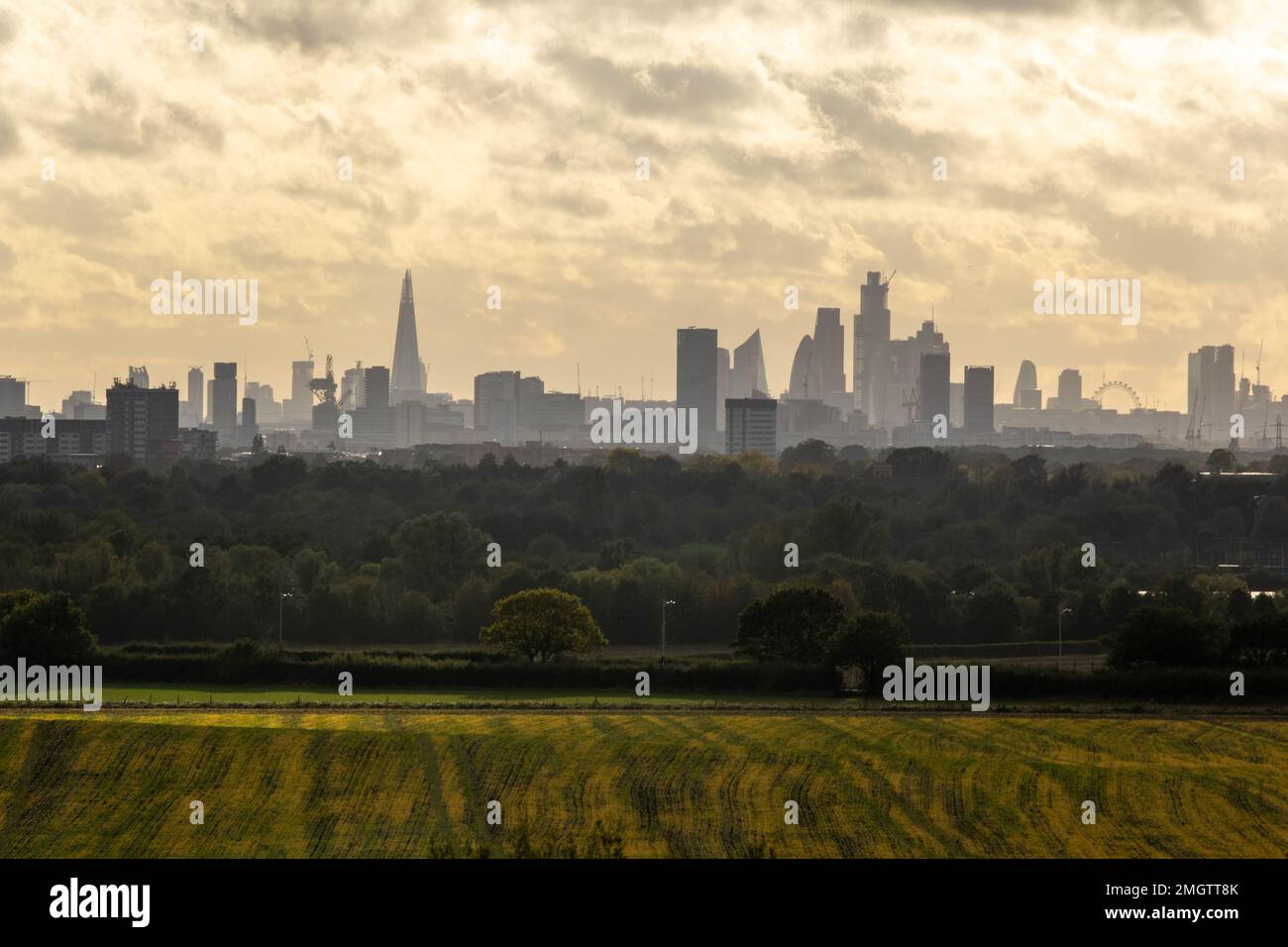 View of the London skyline from the Redbridge Cycling Centre built on the only hill on the flat