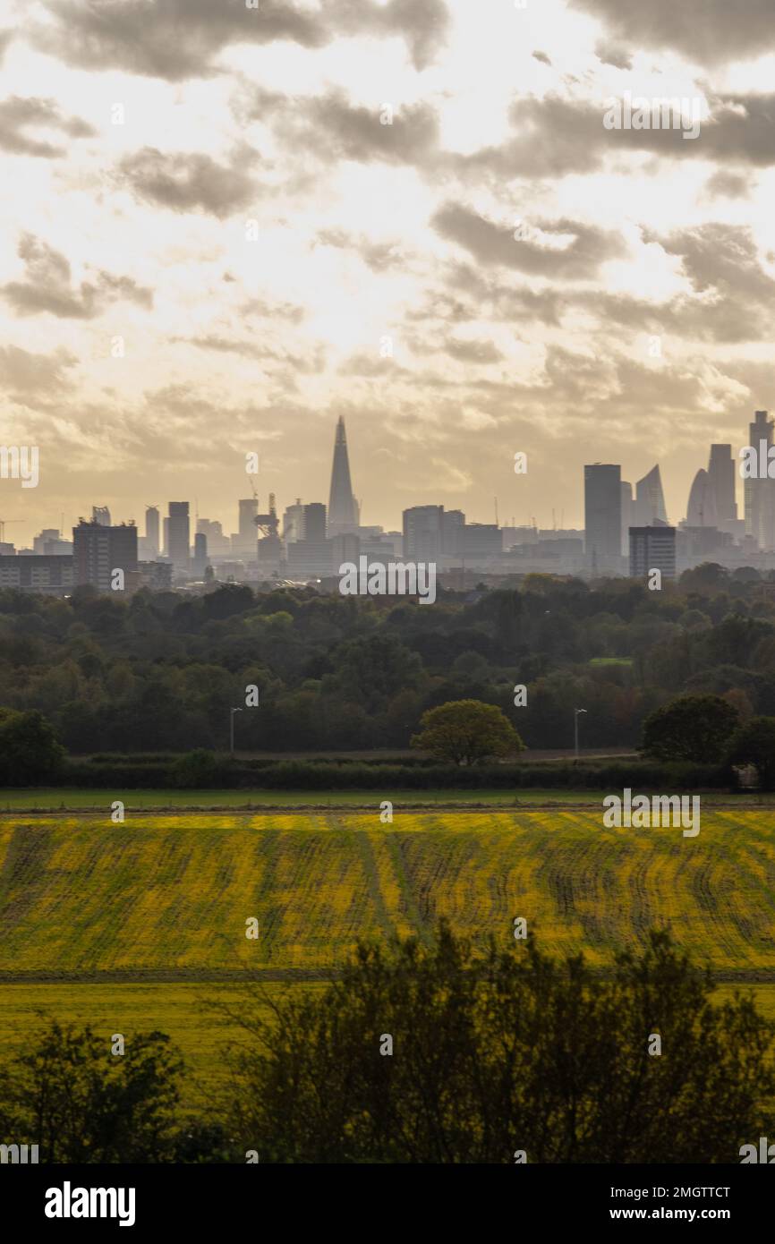 View of the London skyline from the Redbridge Cycling Centre built on the only hill on the flat
